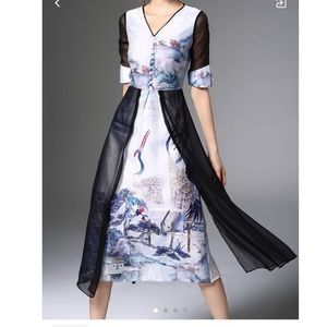 Multicolor Animal Print A-Line Midi Dress